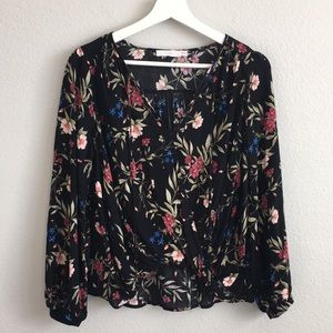 Lush Floral Wrap Blouse
